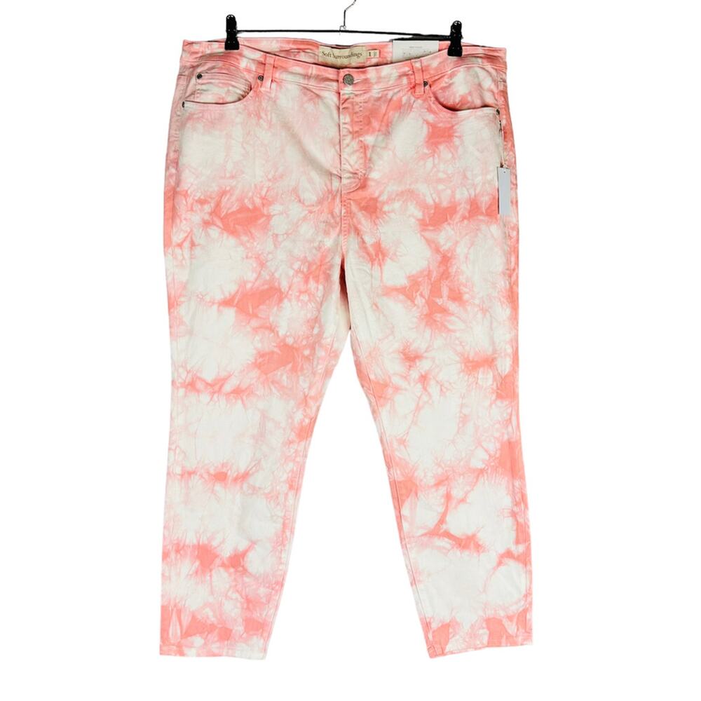 New Soft Surroundings Womans Sz 20W The Ultimate Skinny Jeans Pink Tie Dye NWT